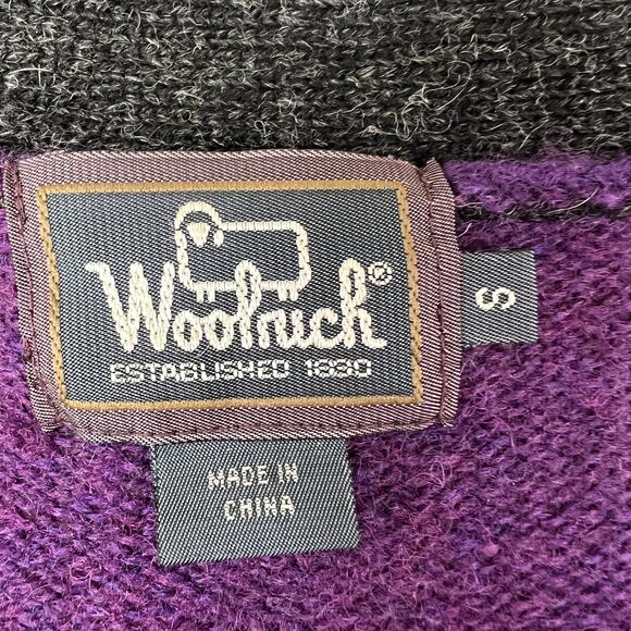 Woolrich Vintage Wool Color Block Cardigan Sweater Multicolored SMALL Button - Picture 3 of 4